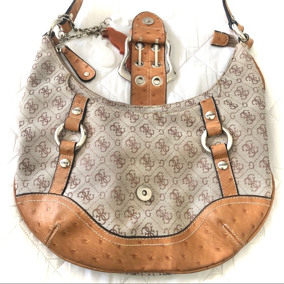 Guess G-Logo Shoulder Bag Tan with Silver Hatdware - Picture 3 of 8